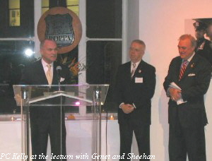 PC Kelly at the lecturn with Genet and Sheehan